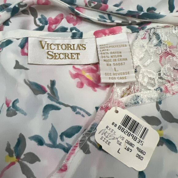 Vintange Victoria's Secret Floral Silk Night Gown Gold Label Slip Dress Size L - Picture 3 of 7
